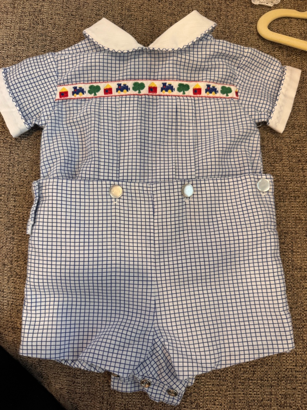 C.I. Castro Blue and White Windowpane Button-Front Top